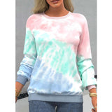 Autumn Tie-dyed Printed Round Neck Raglan Long Sleeve