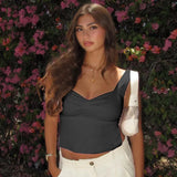 Square Collar Tank Women Slim Split Crop Tops Chic Backless Sleeveless Casual Camis Summer 2023 Y2K Double Layer-Outfit