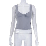 Square Collar Tank Women Slim Split Crop Tops Chic Backless Sleeveless Casual Camis Summer 2023 Y2K Double Layer-Outfit