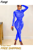 Beautiful Geometric Mesh Crystal Jumpsuits Women Rompers New Luxury See-Through Sequins Party Jumpsuits Night Out