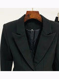QUALITY Newest 2023 Runway Designer Suit Set Women's Career Fashion Single Button Blazer Flare Pants