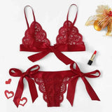 New Red Christmas Couples Gifts Erotic Lingerie Sexy Lingerie Set Women Hollow Out Transparent Porn G-string Panties-Outfit
