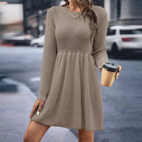 Fongt Autumn And Winter Explosion Of Women's Pure Color Doll Sweater Dress