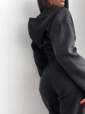 Fongt Knitted Qiu Force Spleet Machine Wind Solid Zipper Sports With Hat Repair Sexy Autumn And Winter Woman