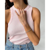 Fongt New Slim Rib Sleeveless T-Shirt Jacket Female Short Sexy Slim