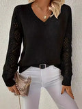 Fongt Sweater Women's Knitted Shirt Languid Languid Long Sleeve V Collar Hooded Top