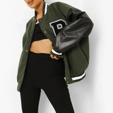 women's jacket spring 2022 Oversized Woman Baseball Women's spring Jacket Long Sleeve Bomber Jackets Letter Print Casual