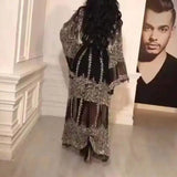 Fongt New Women's Beads Big Sexy Long Dress Shawl Banquet Evening Dress New