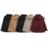 Fongt Winter New Women Equipped With Scarf Long-Sleeved Blended Coat Loose Temperament Coat