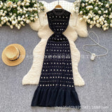 Fongt Lady Senior Sense Sleeveless Dress Women Summer Collar Collar Drill Body Design Light Luxury Fishtail Long Dress