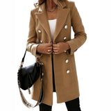 Fongt Autumn And Winter Long Sleeve Suit Collar Double Buckle Collar Buckle Coat Double Buckle Suit Collar