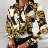 Office Shirt Elegant Turn-down Collar