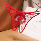 sexy temptation women's G-String transparent mesh embroidery sexy thong open file free off low waist t pants G-String