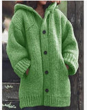 Fongt Pure Color Loose Autumn And Winter Warm Sweater Jacket Long-Sleeved Knitted Long Hoodie Number Women's