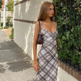 Fongt Explosive Products Fashion Retro Plaid Hot Girl Low Chest Sexy Temperament Slim Condole Belt