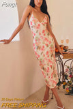Print Sweet Bodycon Dress Spaghetti Strap V Neck Long Summer Dress Elegant Party Evening y2k Dresses for Women