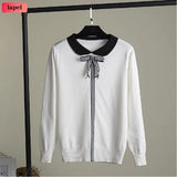 Sleeve Knit Pullover Tops Women Spring Summer Stripe Tshirts Korean White Black Knitwear Jumper Tee New