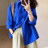Fongt Shirt Women Spring And Autumn 2025 New Design Sense Of Small Solid Casual Folding Long-Sleeved Shirt Coat Top