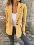 Fongt Women's Casual Hair In Autumn And Winter 2025, Collar Button Fake Pocket Blazer