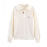 Fongt Homemade New Women's Seam Smouse Casual Embroidery Zipper Jack T-Shirt