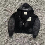 Fongt 9OESH Printed Hoodie Short Hoodie 2025 New Hot Zip-Up Open Shirt Jacket