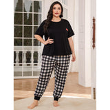 Fongt Size Pajamas Female 200 Catties Fat Mm Add Fat Increase 5XL Spring Short Sleeve Trousers Home Clothing Suit-Outfit
