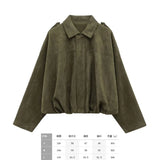 Fongt Women's 2025 New Bat Sleeve Loose-Fitting Velvet Bomber Jacket Jacket