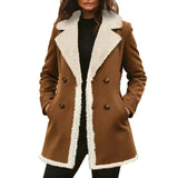 Fongt Shein Long Sleeve West Wind Plus Velvet Double Buckle Velvet Coat