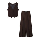 Fongt Women's Clothing 24 New Side Fork Vest Belt 100 Folded Casual Trousers