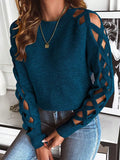 Fongt And Winter Sweater Women's Hollow Cloth Splicing Long-Sleeved Knitted Shirt Collar Coat