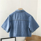 Women Denim College All-match Design Summer Ladies Trendy High Quality Solid Retro Korean Style