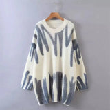 Stripes Knitting Women's Pullovers Sweater Drop Shoulder Long Sleeve Loose Sweaters 2021 Autumn Winter Lady Fashion