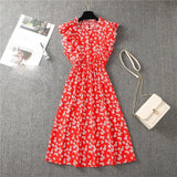 Butterfly Sleeve Ruffles Medium Long Vacation