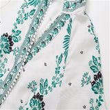 Fongt New Printed Long Dress Lantern Sleeve V-Neck Casual Beach Vacation Shirt Dress