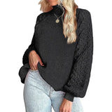Fongt Women's Wear Sweater Fashion Women's Knit Jumper Solid Color Twisted Flower Turtleneck