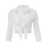 Fongt Summer And Autumn Hot Style Women's Wear College Style Sweet Lapel Single Breasted Cardigan Slim Korean Version Shirt