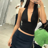 Fongt Spring Summer New Women's Solid Color Sexy Hanging Back Repair Small Vest Hot Girl