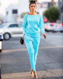 for women two piece set knitted sweater long sleeve pants 2 piece set for women two pieces sets women's suits 1028-1-Outfit