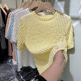 Women Western Style Folds All-match Tops Basic Hipster Vintage Lovely Harajuku Tunic Design Breathable Elegant