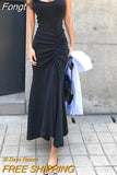 Women Sexy Maxi Dress Summer Spaghetti Strap Bodycon Long Dresses Elegant Ladies Black Trumpet Long Robe Vestidos