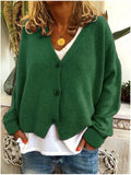 Fongt And Winter Women's Sweater Cardigan Pure Color Long Sleeve V Neck Sweater