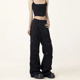 Fongt Cargo Pants Female 2024 Spring / Summer Design Sense Small Loose Versatile Straight Wide Leg Casual Pants-Outfit