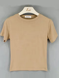 Summer Basic Sheath Women Solid O Neck Tshirt Autumn Stretch Casual Undershirt Female All-match Street Activity Crop Tops-Outfit