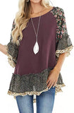 Fongt Spring And Summer Women's Bat Sleeves Colored Leopard Colored Leopard Prints In-Sleeve T-Shirt