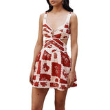 Fongt Dress Fashion Sling Positioning Print Three-Dimensional Lace 8050