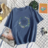 Women T Shirt Harajuku Elastic Short-sleeve 100% Cotton Soft Shirts Korean Ins Print Chic Top Plus Size Female