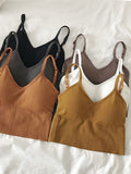 Women Tops Sexy Solid Crop Top Women Tank Tops Sleeveless Slim Camis With Bra Basic Underwear Tops-Outfit