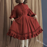 Fongt COS Suit New Long-Sleeved Loose Button-Collar Lace Lantern Sleeve Decoration Lolita