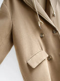 Solid Woolen Hooded Windbreaker Women's Mid-length Winter Korean Version Large Size Coat High-quality Tops Female TH1052-Outfit