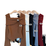 Three-Dimensional Flower Temperament Sweater Horn Irregular French Ear Repair Bottom Knitted Shirt